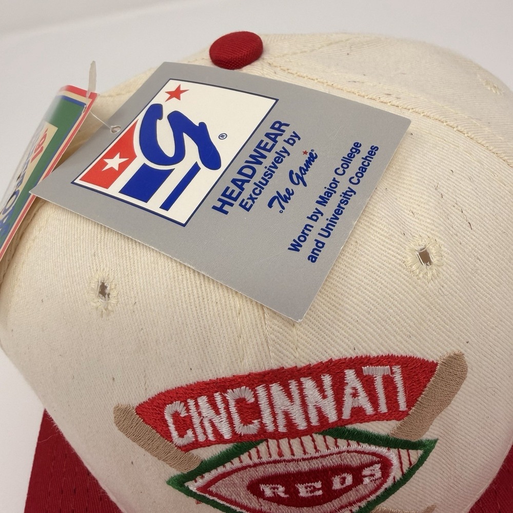 Vintage 1991 Cincinnati Reds‎ Snapback Hat The Game Cream Red NWT Limited - Picture 8 of 16